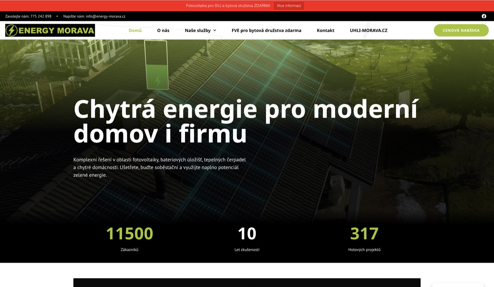 Náhľad webstránky Energy Morava – energetické riešenia
