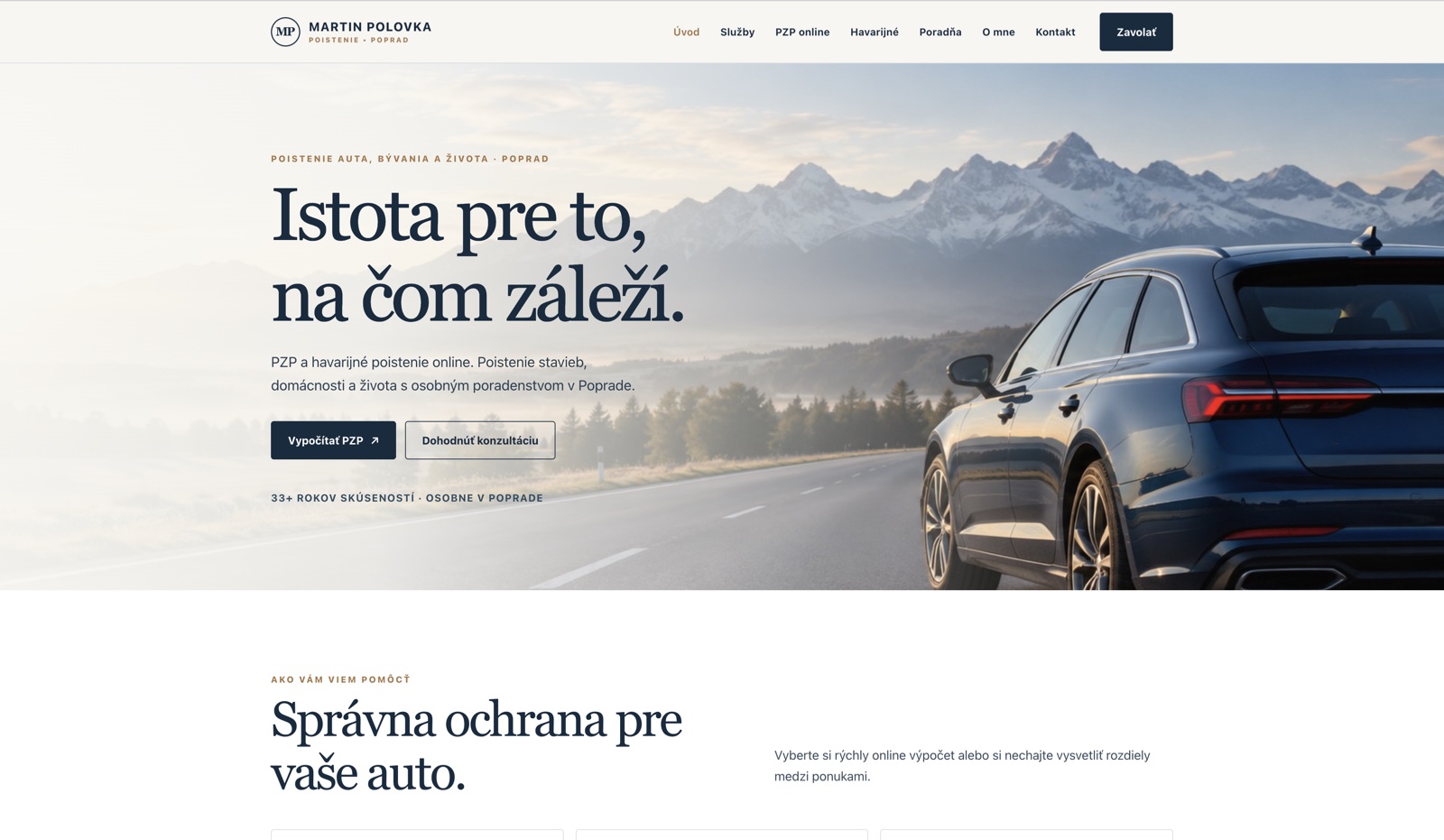 Náhľad webstránky poisťovacieho poradcu Martina Polovku
